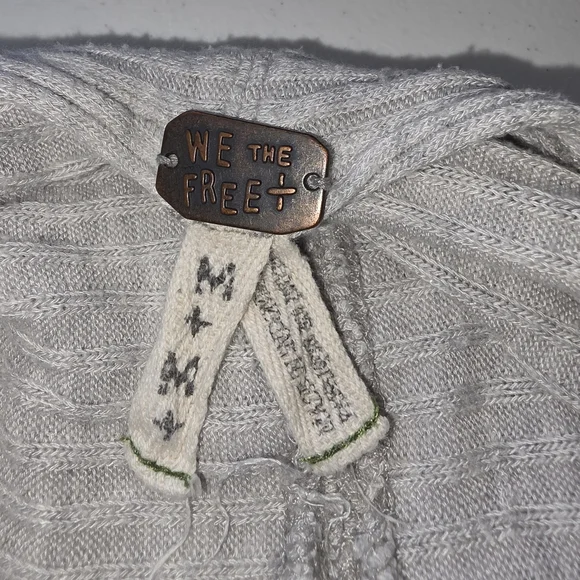 Free People We The Free Gray Cowl Funnel Neck Ribbed Longline Sweater Gray Med - Picture 3 of 5